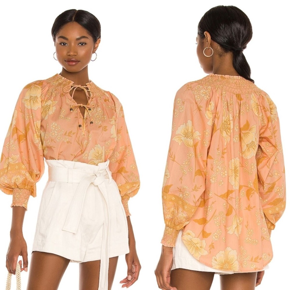 Spell & The Gypsy The Sloan Blouse in Peach Floral - Picture 2 of 6